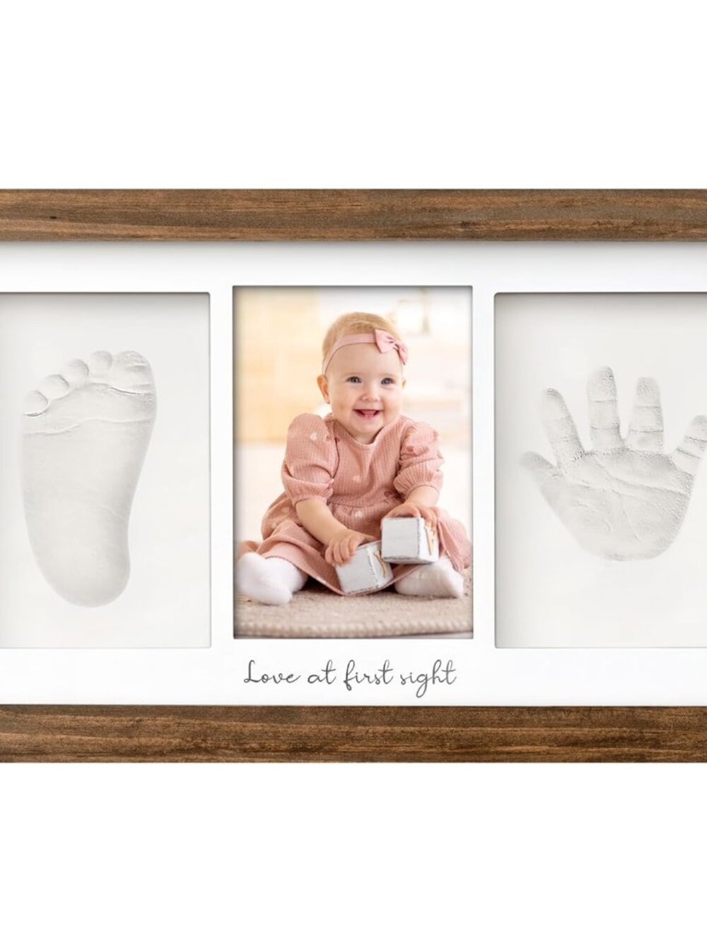 Baby Hand and Footprint Kit, Clay Keepsake Frame Medium Oak